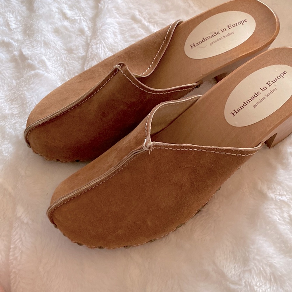 Handmade leather clogs